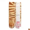 Autres fournitures de fête festives drôles léopard tigre coton chaussettes pour femmes heureux animal kawaii unisexe harajuku mignon décontracté haute cheville Dhqpj