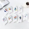 Women Socks Korea College Style Funny Harajuku Graffiti White Simple Female Artistic Ink Japanese Cute Casual Women's