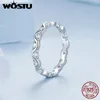 Cluster Anelli WOSTU 925 Sterling Silver Wave Style Zircone Anello nuziale Orecchini per le donne Rotondo lucido CZ Pendientes Gioielli per feste