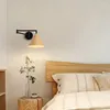 Wall Lamp Product Black Robotic Arm Round Wood Color Classic Simple Lightings For Home Bedroom Sconce Light