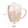 Mugs 350Ml Double Wall Glass Mug Cup With Dry Flower Fillings Handles Kitchen Accessories Wll2148 Drop Delivery Home Garden Kitchen, D Dhbzl