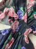 Sıradan Elbiseler Singreiny 2024 Baskı Şifon Elbise Yaz V Boyun Elastik Kılıf Uzun Mizaç Kelebek Kollu Moda Çiçek Plajı