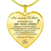 Hänge halsband en meine tochter ikt liebe dich halsband guld silver färg kärlek hjärta tyska inspirerande födelsedagspresenter