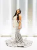 Robes d'anniversaire de soirée scintillantes en diamant argenté pour fille noire, robe de luxe en velours à paillettes de cristal, robe de cérémonie de bal, cocktail, 2024