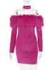 Casual Dresses Apprabant Fashion Sexy Strapless Mini Vestido Backless Off Shoulder Fur Sparkling Long Sleeve Wrapped Hip Dress For Women