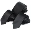 Classic Black Ties for Men Silk Mens Neckties Wedding Party Business Adult Neck Tie 3 Sizes Casual Solid 240122