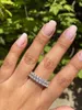 Cluster Rings 6mm Eternity Ring Wedding Bands 18K White Gold Plated Emerald Cut Cubic Zirconia Crafted Baguette CZ Stone For Men Women