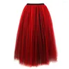 Gonne Donna Principessa Tutu Corsetti in tulle Gonna in chiffon multistrato Abito da ballo Sexy Lolita Abito lungo Maglia Nero Rosso