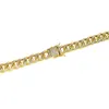 Kubanska mäns halsband Silver 14K Vitt guld Moissanite Stone Sätt smycken Vermeil Iced Out 9mm Cuban Link Chain