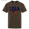 Męskie koszulki Vintage USA Flag Street Print Mężczyzna T koszule Wysokiej jakości nowe tshirt Summer Casual Cotton Tops