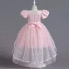 Bühnenkleidung Baby Mädchen Kleid Partykleider für Mädchen 1 Jahr Geburtstag Prinzessin Hochzeit Mesh Taufkleid Weiße Taufkleidung