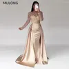 Robes de soirée Mulong élégant luxe Dubaï soirée pour femme 2024 O cou manches longues perles paillettes formelle robe de mariée de bal