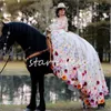 Ekstrawaganckie kwiaty kwiatowe Quinceanera Sukienki z ramion Ball Suknia Puffy księżniczka urodziny Szesnastu imprezy Vestidos de XV 15 Anos Charro Debiutante Mexican 2024