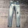 Fioletowa marka mody dżinsy chłodne luksusowe designerskie dżinsowe sproszone w trudnej sytuacji Black Blue Jean Slim Fit Rozmiar motocyklowy 30-38 JZDZ