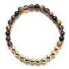 MG2047 Nuovo Design 6 MM Granato Quarzo Fumé Tormalina Nera Occhio di Tigre Gemma Bracciale Donna Cooper Perline Yoga Polso Mala