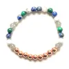 MG2050 New Design 6 MM Malachite Lapis Lazuli Howlite Labradorite Mix Gemstone Bracelet Womens Cooper Beads Yoga Wrist Mala