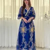 Ethnic Clothing Elegant 2024 Autumn Mesh Embroidery Maxi Party Dress For Women Dubai Evening Gown Muslim Abaya Kaftan Morocco Caftan