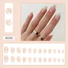 Kunstnagels 24 stuks Nageltips Wit lint Nepnagels DIY Lange amandel Frans Eenvoudig