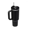 Bouteilles d'eau Tasse d'isolation de café de paille de 40oz avec poignée bouteille en acier inoxydable de voiture portable grande capacité voyage tasse thermique sans BPA