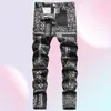 Men039s Jeans Men Paisley Bandanna drukowana moda 3D Digital Malowane dżinsowe spodnie Slim Straight Black Moders3894552