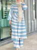 民族衣類ザンゼアの女性イスラム教徒のスーツ縞模様の七面鳥のイスラムの外出