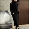 Basic Casual Dresses Designer Dress Europe Us Knitted Jumpsuit Short Skirt Style Pencil Personality Long-Sleeved Buttons Letter Embroi Otlfq