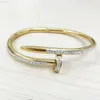 Beakwind smycken Fashion CZ Diamond Tail SS Tarnish Free Waterproof 18K Gold Plated Nail Bangle Armband Rostfritt stål