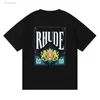 23ss New Rhude Mens T-shirt de haute qualité Tess Designer Casual Fashion manches courtes Europe Amérique Hommes Femmes Col rond T-shirts Taille américaine S-xxl 8AZ0