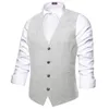 Men's Vests Hi-Tie Black Solid Mens Vest Fashion Suede Fabric Waistcoat Casual Fit Wedding Business Formal Designer Gift Green Silvery Brown