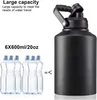 Butelki z wodą 128 unz 3785 ml izolowana butelka zmywarka Safe Safe Thermos Stal nierdzewna BPA darmowy dzban z uchwytem przeciwpoślizgowym dnem
