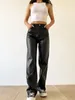 Calças femininas jmprs 5xl vintage mulheres pu cintura alta preto falso couro solto y2k calças streetwear feminino 90s