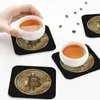 Table Mats Bitcoin - Physical Coin Coasters Coffee Leather Placemats Cup Tableware Decoration & Accessories Pads For Home Kitchen Bar