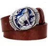 Riemen Northerner Wolf Hoofd Metalen Gesp Riem Mannen Coyote Wolf's Howl Totem Band Mannelijke Lederen Jeans Tailleband Cadeau voor Man