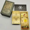 Plastrytare Stamping Gold Foil Tarot Exquisite Board Game Divination Cards for Collection 240202