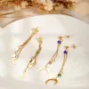 Boucles d'oreilles pendantes PAXA bohême en acier inoxydable gland longue lune goutte pour les femmes perles colorées mode charme bijoux fête quotidienne