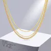 Kettingen Vnox Chic Dunne Slang/Doos/Figaro/Satelliet Schakelketting Choker Kettingen Voor Vrouwen Goud Kleur Roestvrij stalen Kraag Cadeau Sieraden