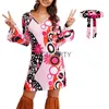 Robes décontractées 2024 Femmes Dames Hippie 60s 70s Hippy Flower Fancy Dress Costume Flares Adulte Outfit pour l'été