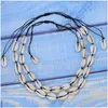 Kettingen Natuurlijke Zeeschelp Charme Armbanden Ketting Voor Vrouwen Mannen Zomer Zandstrand Handgemaakte String Touw Handgeweven Schelpen Accessoires