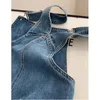 Jumpsuit Street chic denim overall Vintage losse casual broek met wijde pijpen Rechte jeansbroek met hoge taille en riem 240129