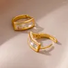 Hoop Ohrringe Luxus Zirkon Für Frauen Retro Elegante Edelstahl 2024 Trend Weibliche Hochzeit Band Schmuck Aretes