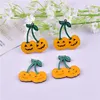 チャーム10pcs/パックトレンディなハロウィーンパンプキンアクリルイヤリングネックレスペンダントジュエリーメイキングクラフトDIY