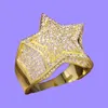 Mens Gold Ring Stones High Quality Fivepointed Star Fashion Hip Hop Silver Rings Jewelry6118904