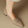 Chaussures habillées faites à la main chaussures pour femmes printemps et automne saison nouveau talon épais Lefu pointu français moyen bouche peu profonde unique