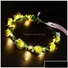 Dekorative Blumenkränze Dekorative Blumenkränze Led Kranz Kleid Haargirlande Braut Brautjungfer Blumenkrone Hawaii Seaside Ho Dhhx6