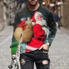 Kadın Tişörtleri Noel Üstleri 3D Baskı Yaz Erkekler T-Shirt Sıradan Uzun Kollu Büyük Boyut Moda Külot Traend Erkek Giyim