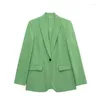 Kvinnors tvåbitar byxor ol Green Blazer Suits For Women Spring Candy Color Single Button Jacket Loose rakt high street outwear outfit