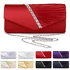 Plooien Strass Decor Keten Clutch Bags Voor Vrouwen Rode Avondfeest Clucth Envelop Tas Vrouwelijke Meisje Luxe Schoudertasje 240125