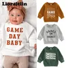 -08-27 Lioraitiin 0-3 anni neonato neonato ragazza pullover casual manica lunga girocollo lettera stampa polsini a costine felpa 240119