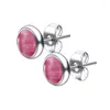Boucles d'oreilles 1 paire de clous ronds à la mode, petite oreille en pierre opale en acier inoxydable, 6 couleurs de boutons, bijoux pour hommes et femmes