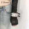 Bracelets y Demo Punk Rock Rivets Pu Leather Bracelets Streetwear Metal Budle Bangles Fashion Accessoire